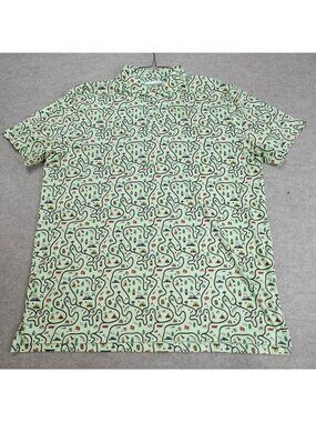 Fore Fathers Polo Shirt XL Green Camping Outdoors All Over Print